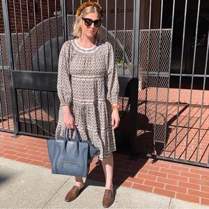 Tory Burch Midi Dress in white blue and yellow
